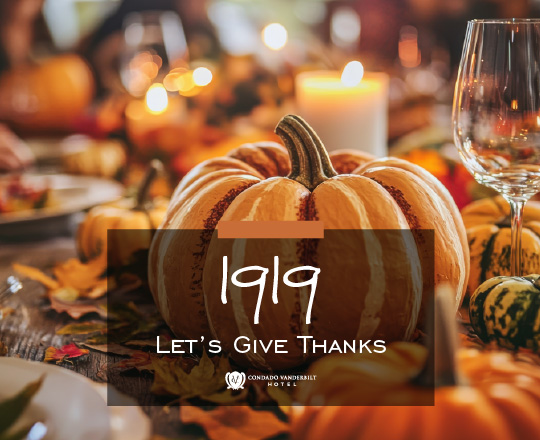 pumpkins in gray background that reads 1919 thanksgiving feast