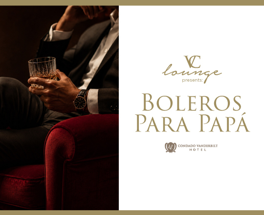 image of man drinking from whiskey glass for promo that reads VC Lounge A Polished Tribute to Dad
