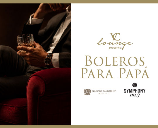 image of man drinking from whiskey glass for promo that reads VC Lounge A Polished Tribute to Dad