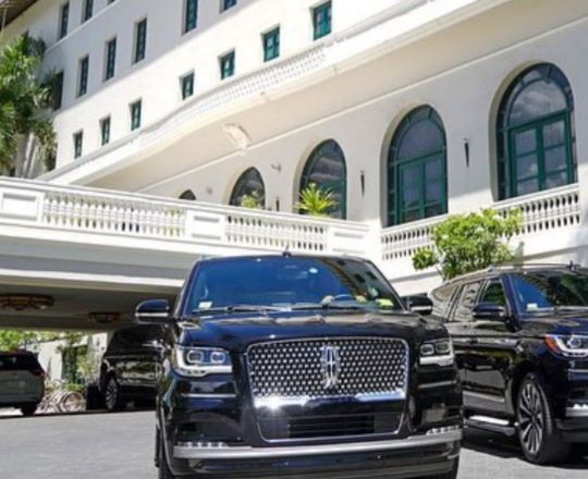 Private transportation black SUV's in front of Condado Vanderbilt