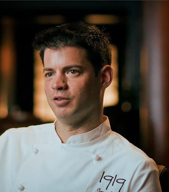 Ciaran Elliott in a double-breasted chef jacket