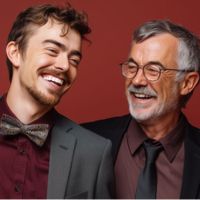 Dad and Son laughing together