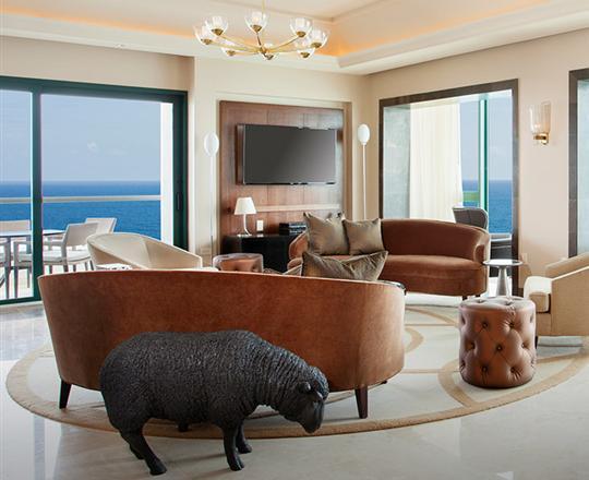 presidential suite living room and ocean view